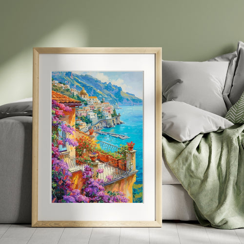 Amalfi Coast | Painterly Italian Coastal Wall Art Print