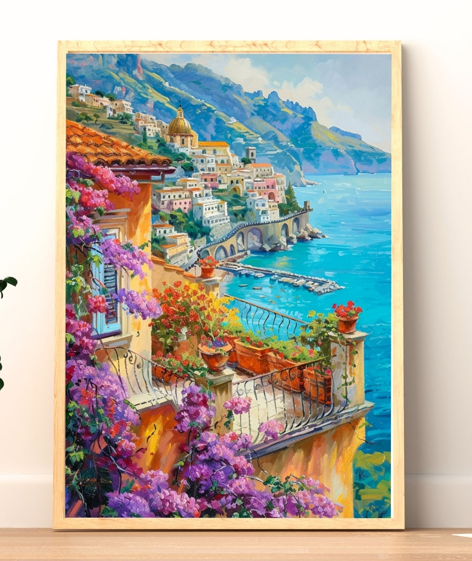 Amalfi Coast | Painterly Italian Coastal Wall Art Print