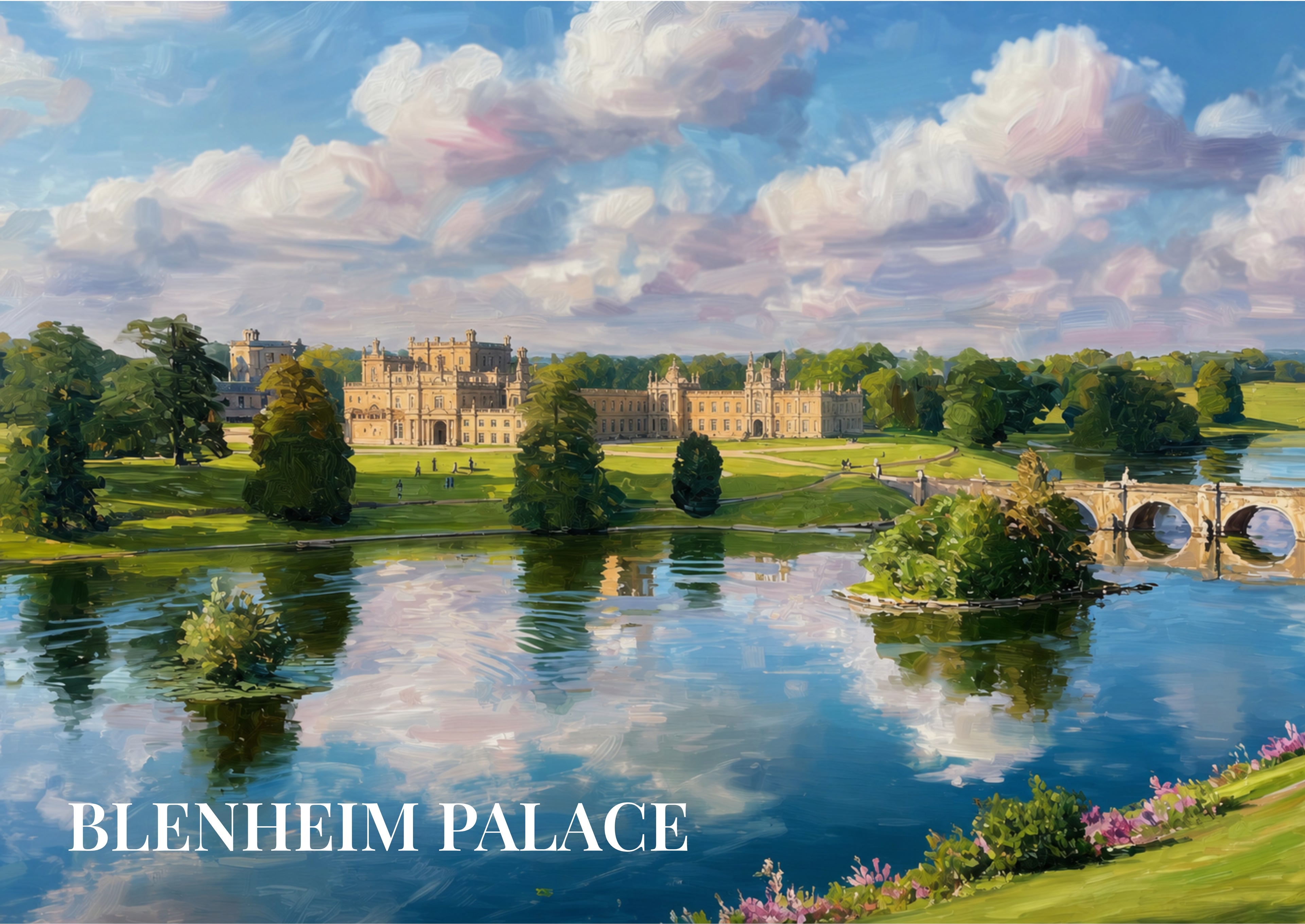 Blenheim Palace Postcard | Painterly Oxfordshire Landmark Artwork