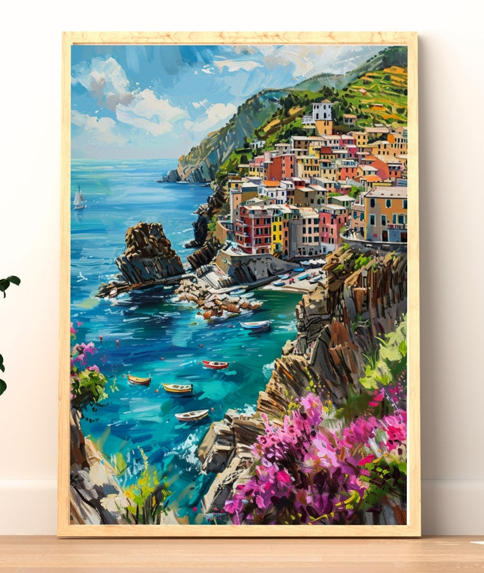 Cinque Terre | Painterly Italian Coastal Wall Art Print