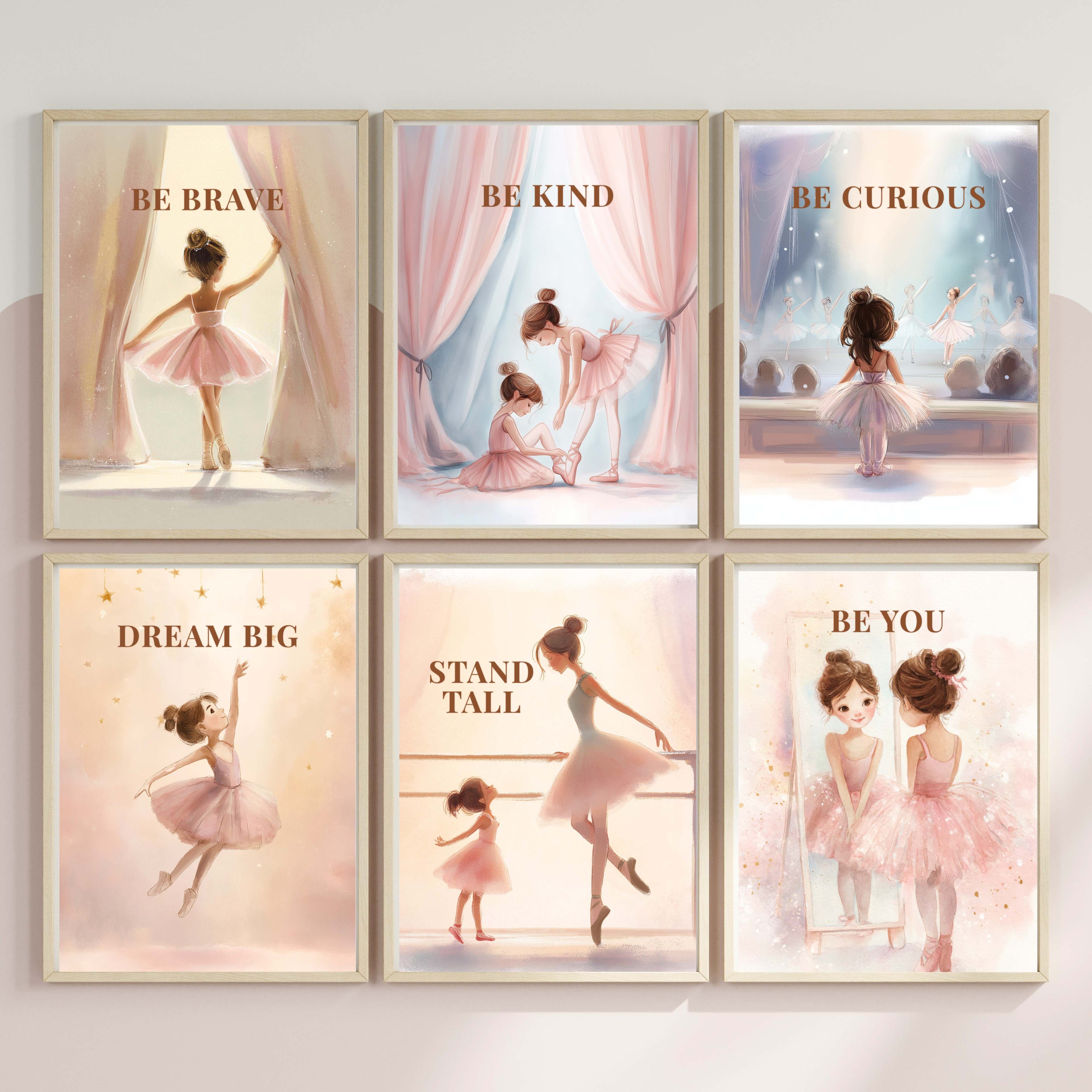 Ballet Affirmation Wall Art Set | Set of 6 Inspirational Dance Prints