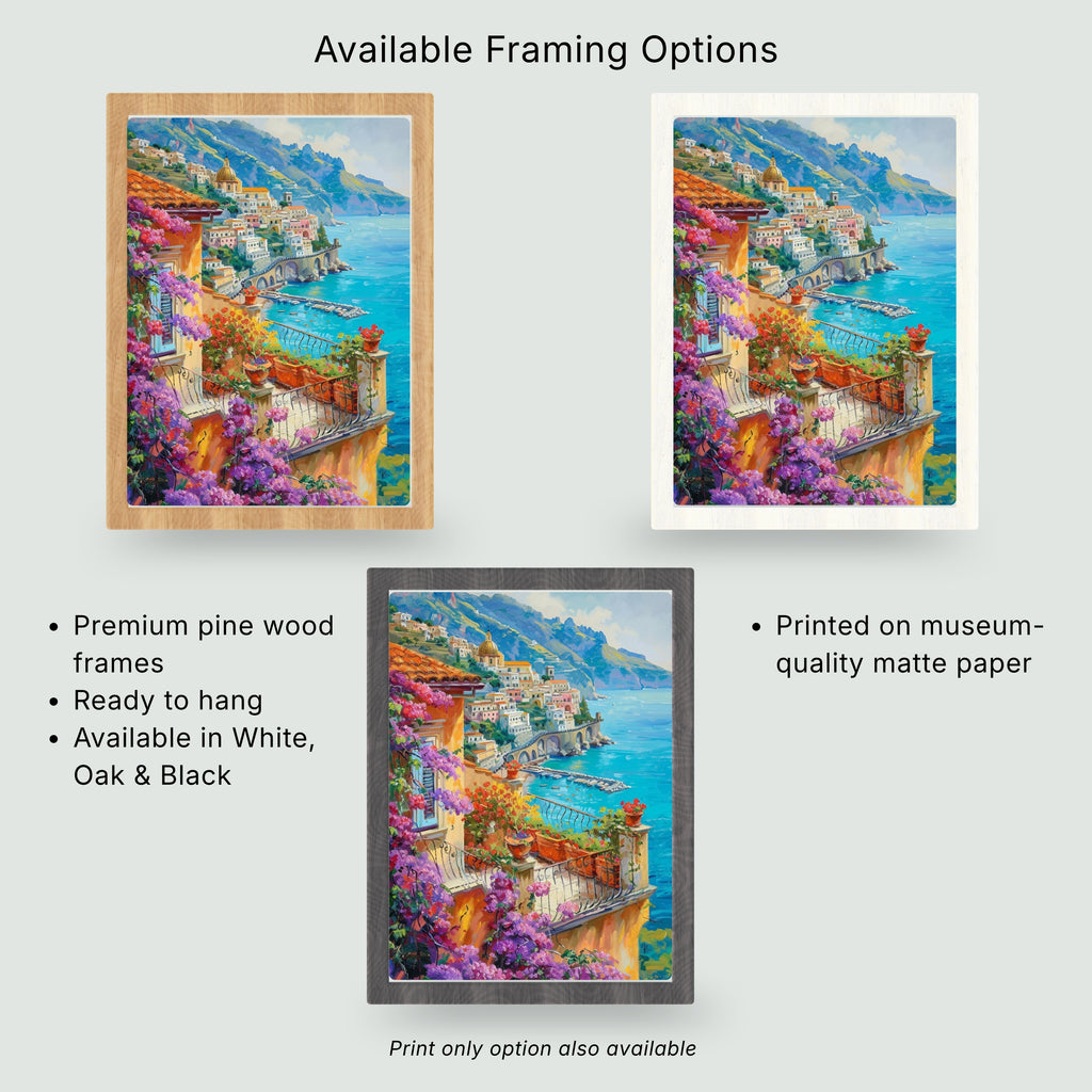 Amalfi Coast | Painterly Italian Coastal Wall Art Print