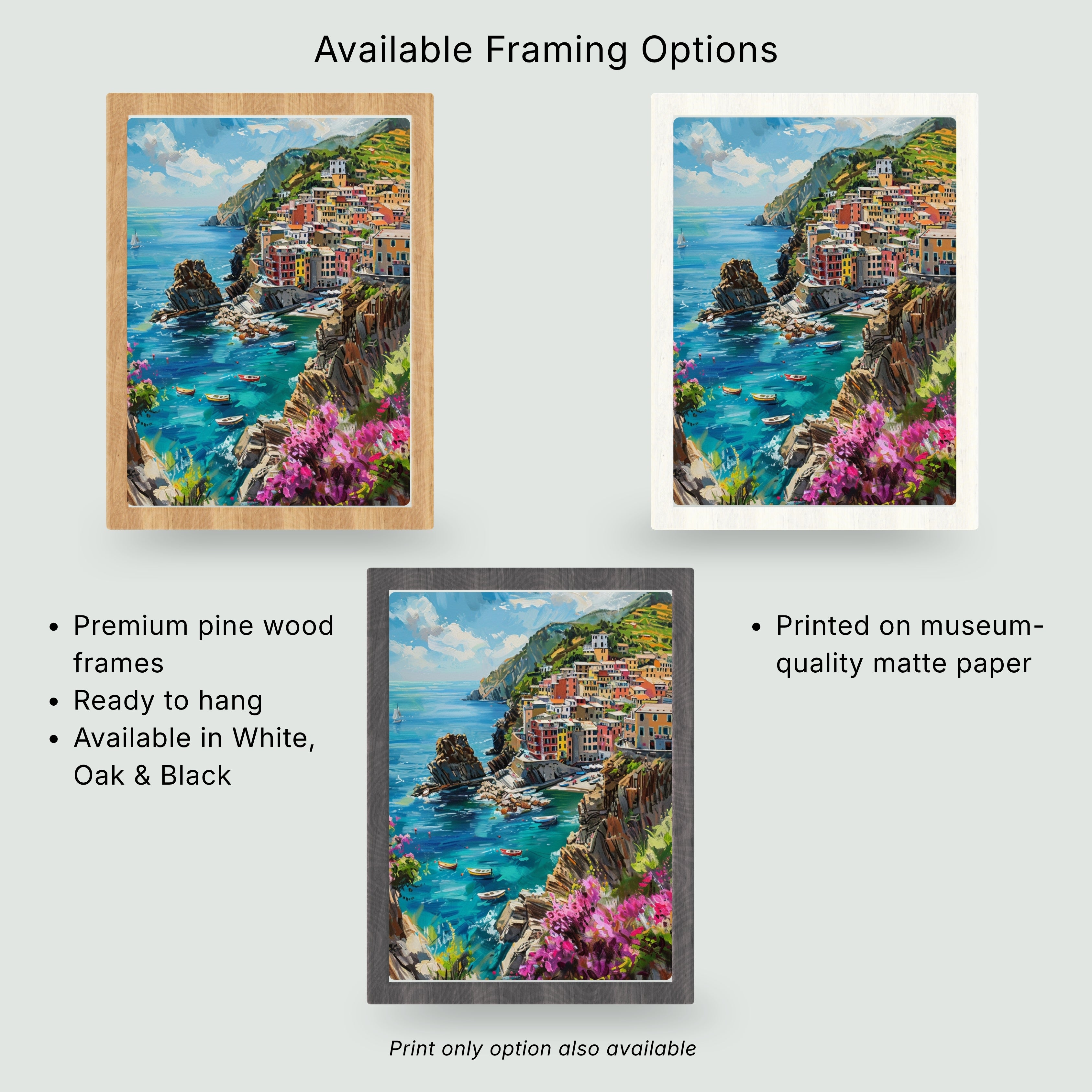 Cinque Terre | Painterly Italian Coastal Wall Art Print