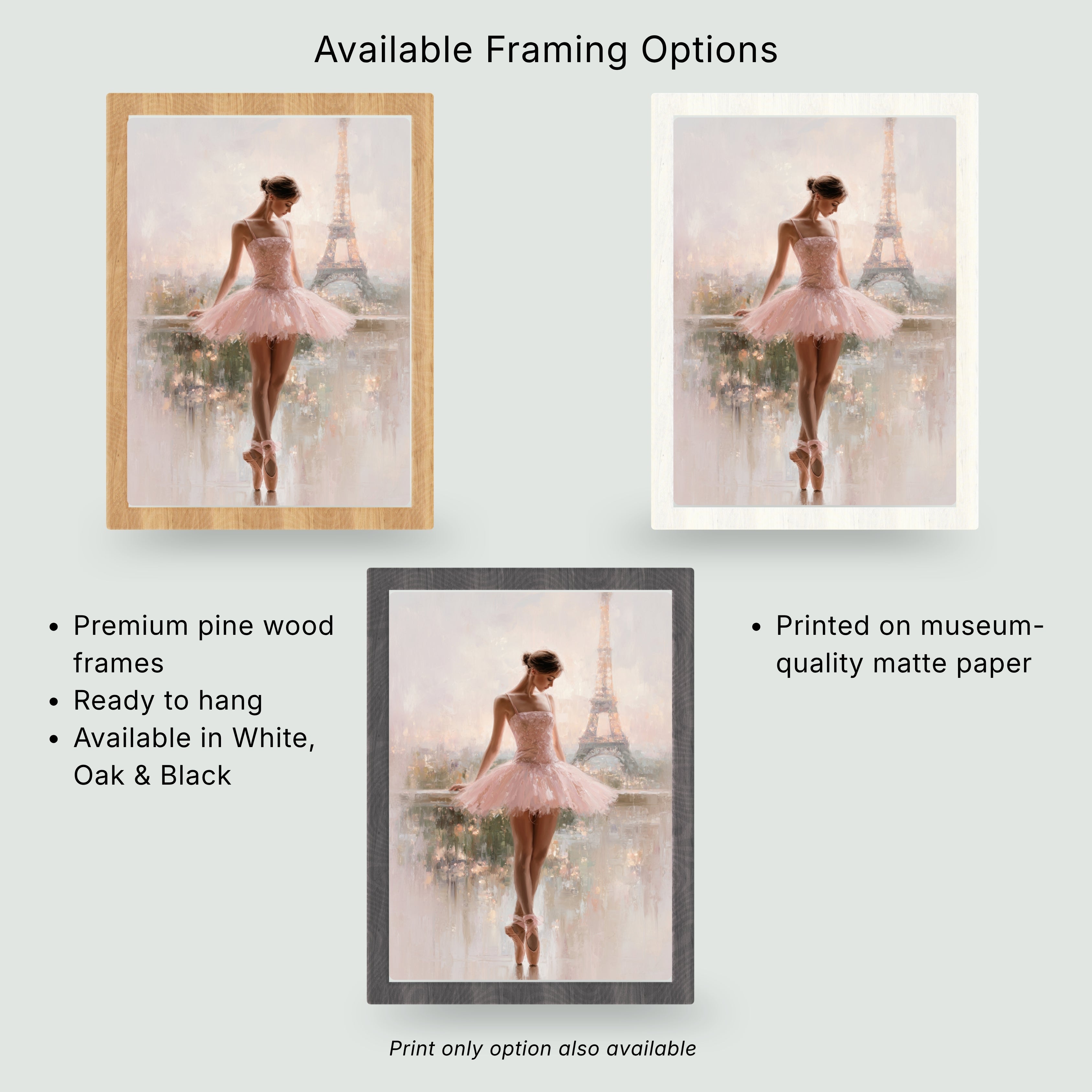 Paris Ballerina Poster | Elegant Wall Art | French Chic Decor