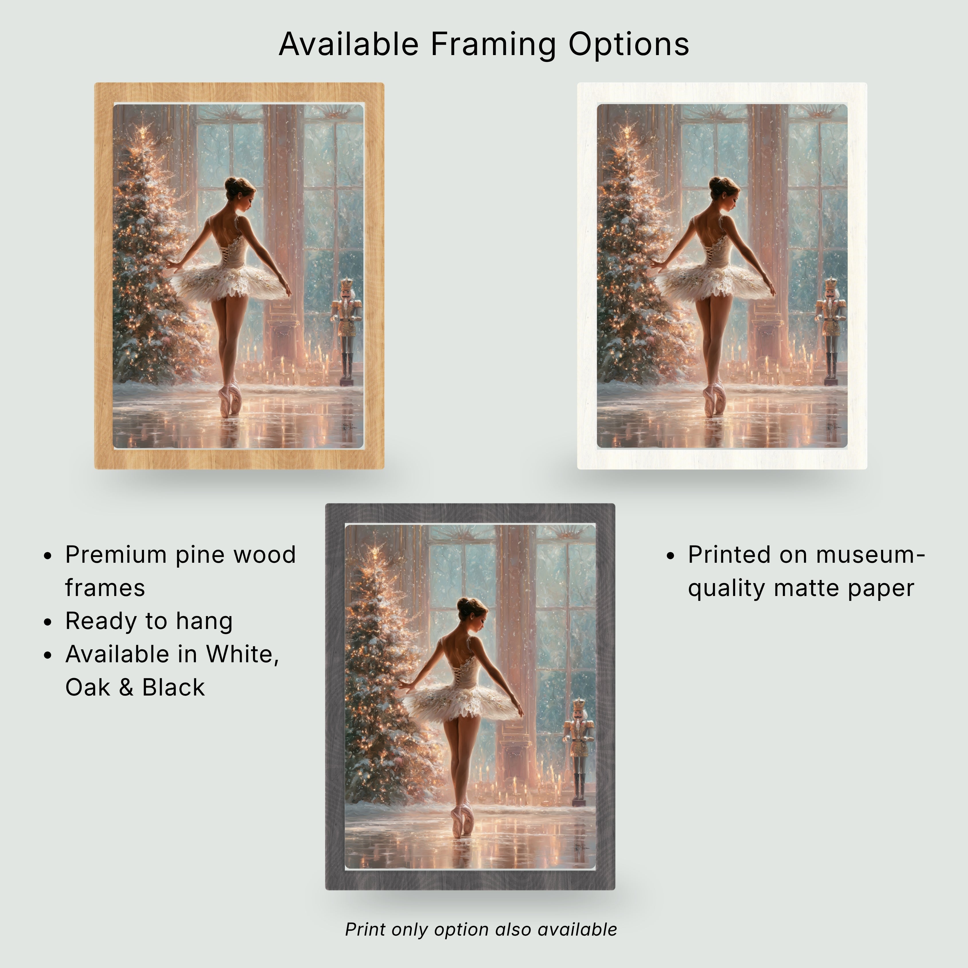 Nutcracker Ballet Christmas Print | Ballerina Christmas Art