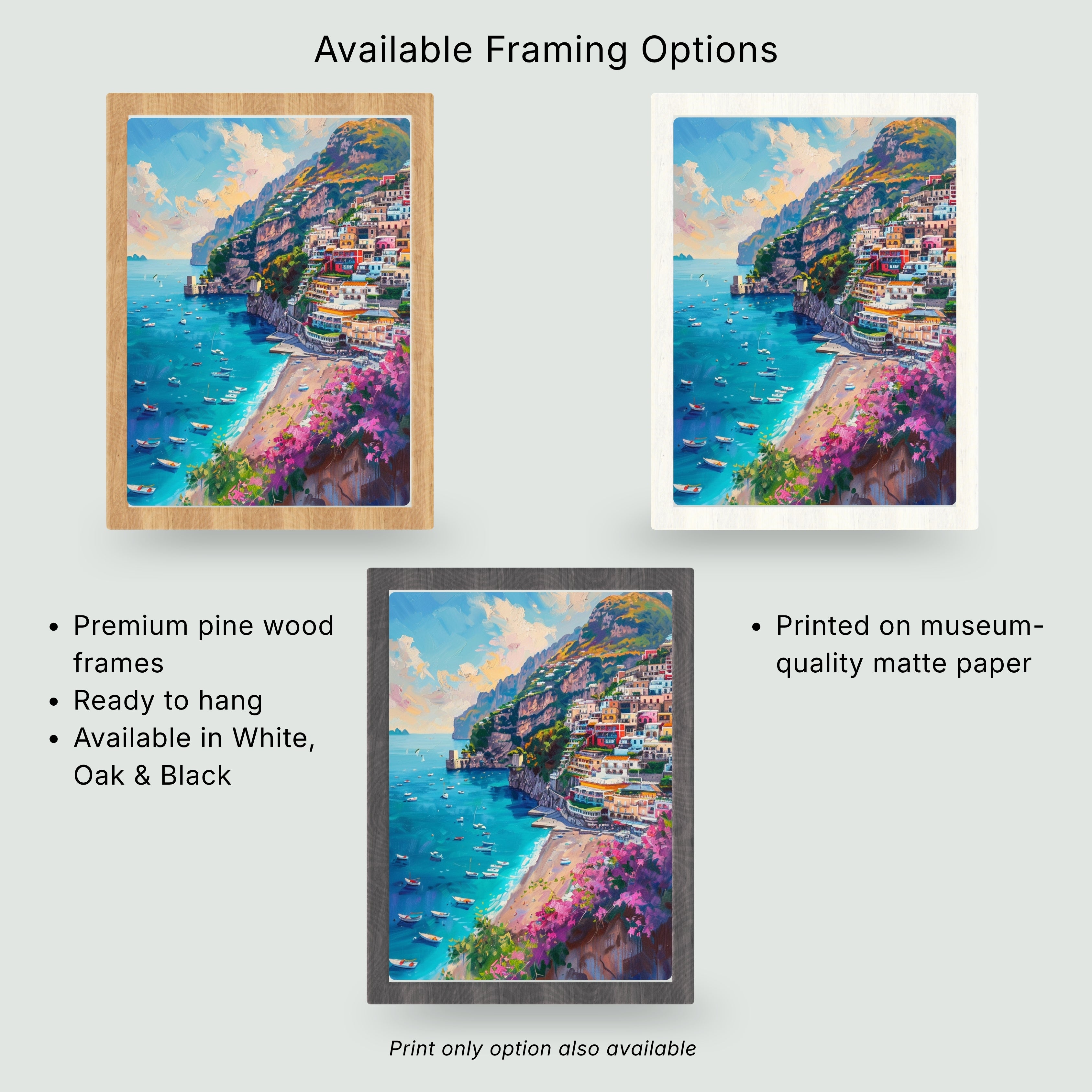 Positano | Painterly Amalfi Coast Wall Art Print