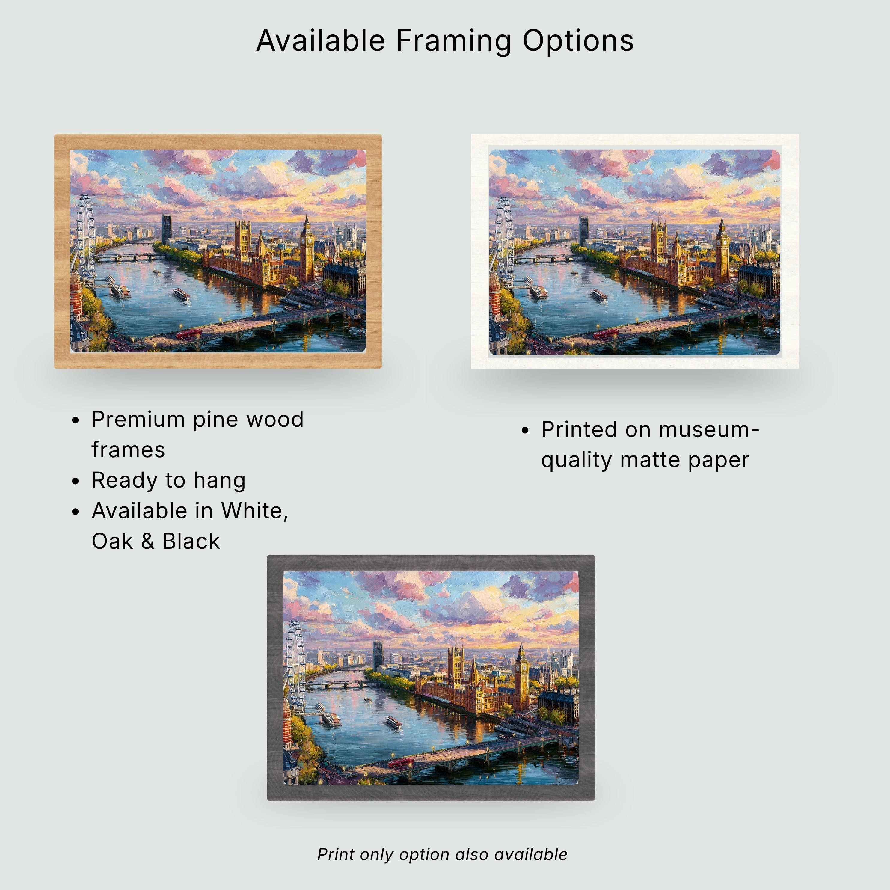London Wall Art Print | Painterly Westminster & Big Ben Skyline