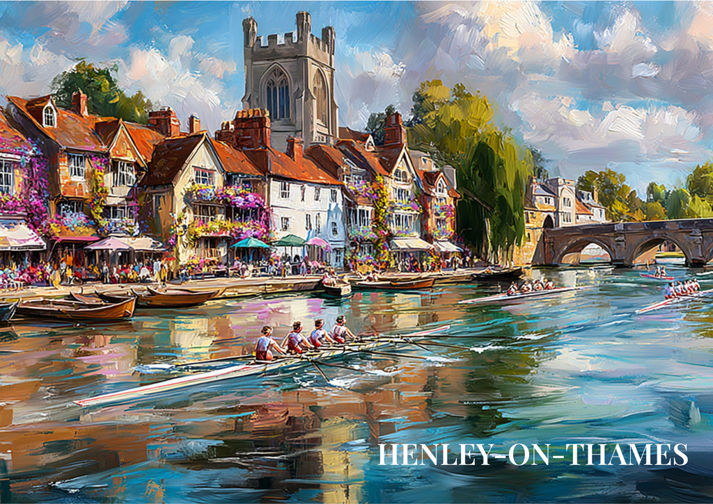 Henley-on-Thames Postcard | Painterly River & Rowing Artwork