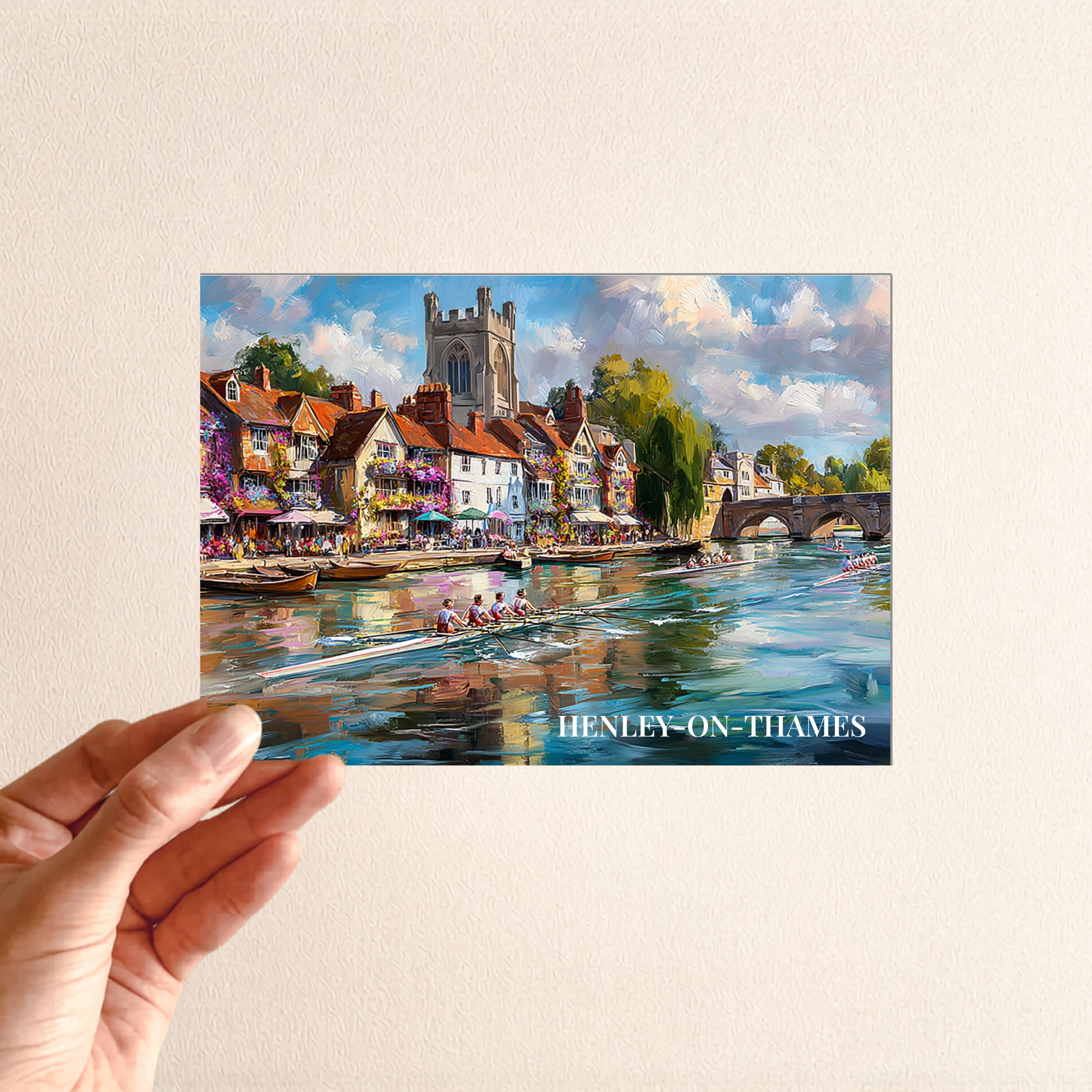 Henley-on-Thames Postcard | Painterly River & Rowing Artwork