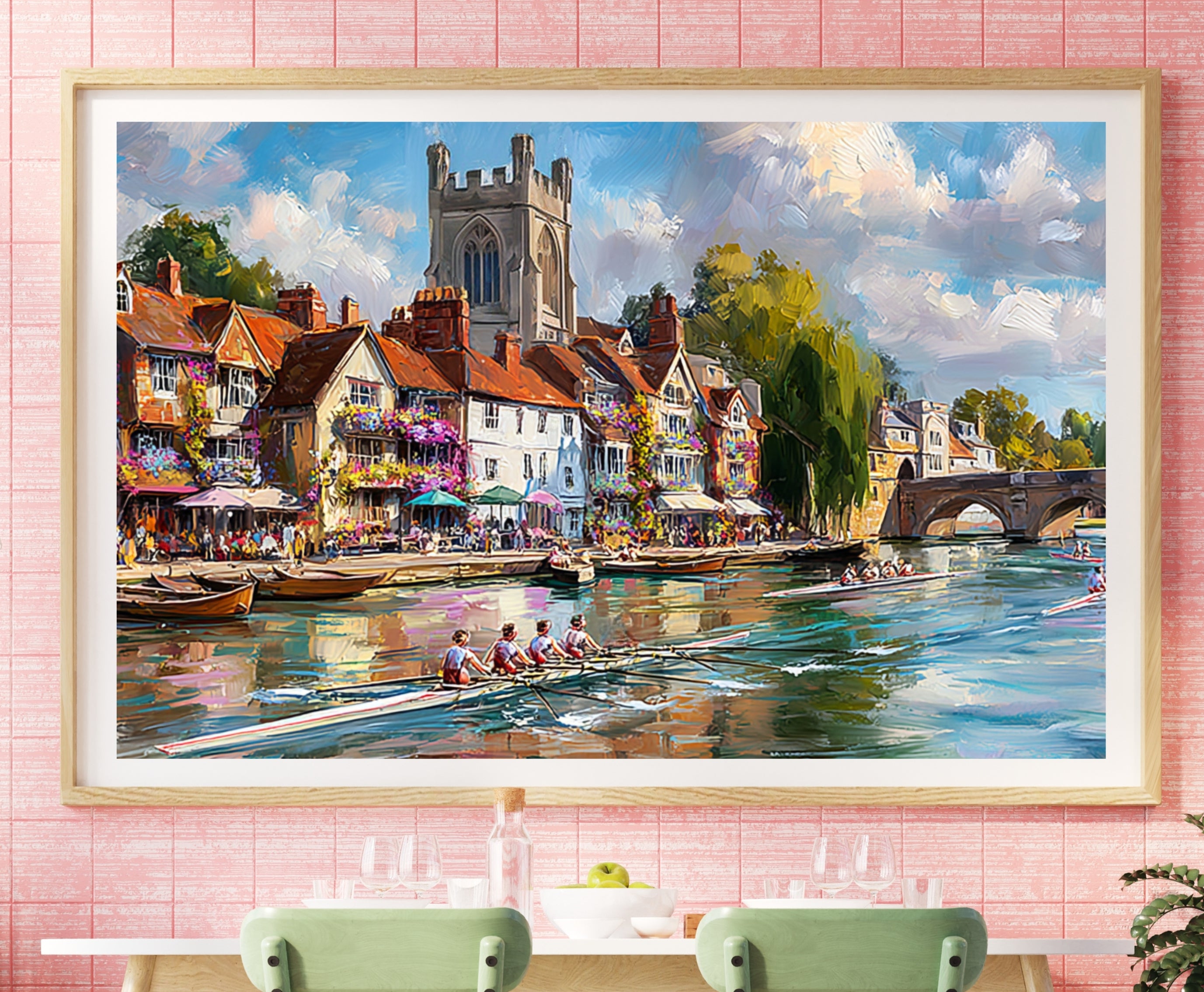 Henley-on-Thames | Painterly River & Rowing Wall Art Print