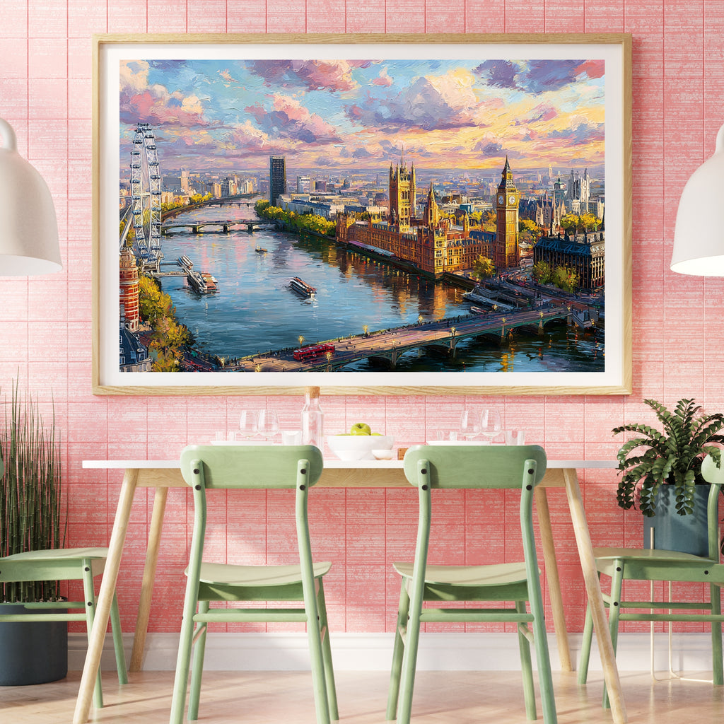 London Wall Art Print | Painterly Westminster & Big Ben Skyline