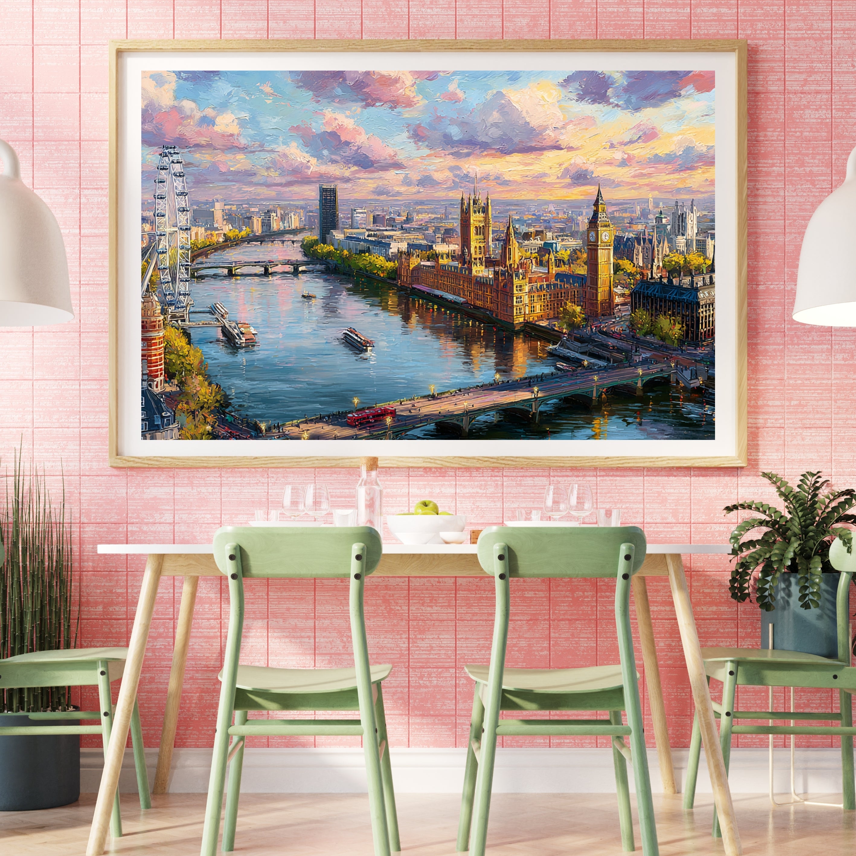 London Wall Art Print | Painterly Westminster & Big Ben Skyline