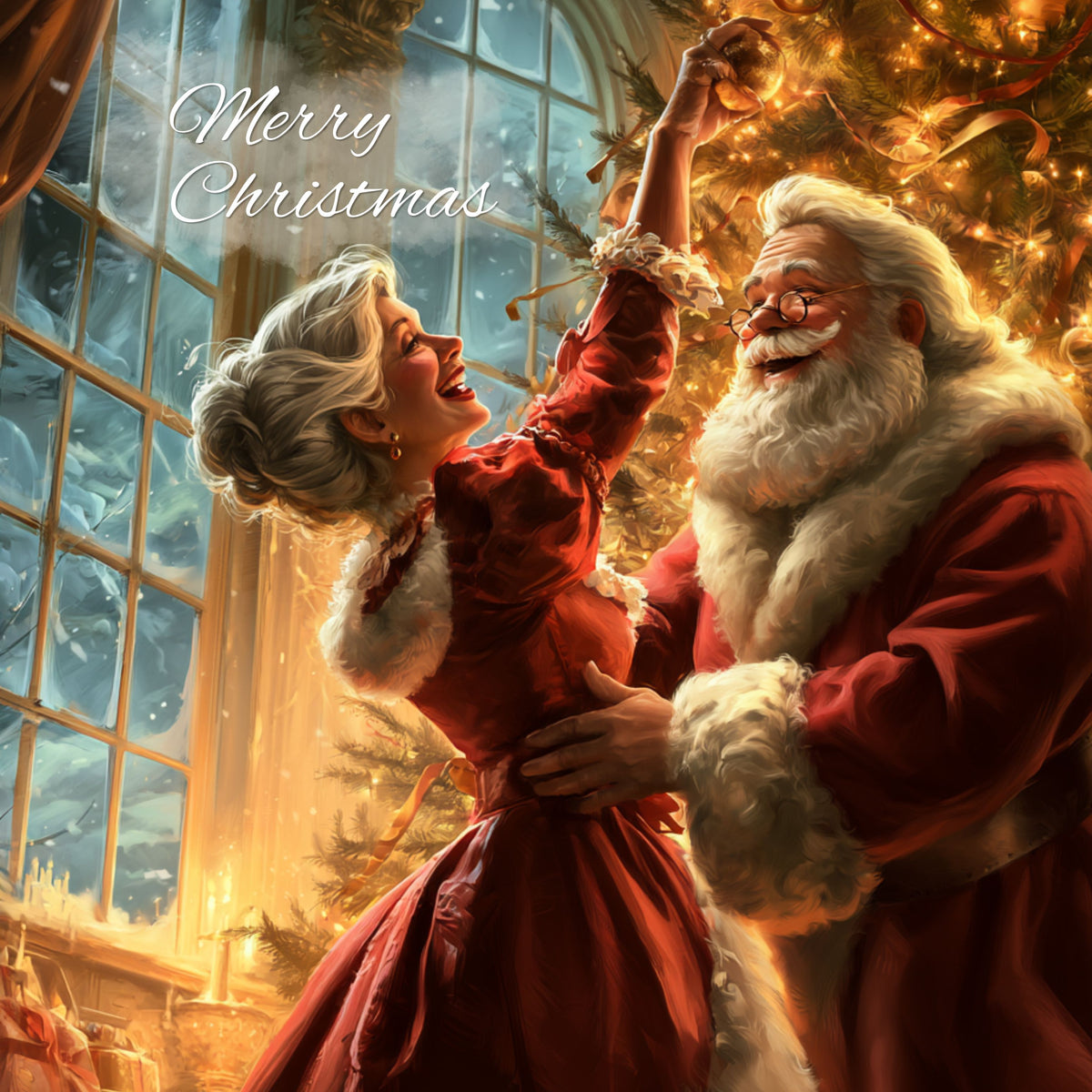 Santa & Mrs Claus Merry Christmas Card
