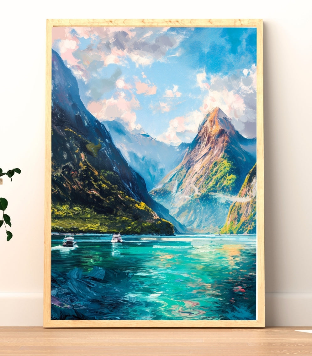 Milford Sound | Painterly New Zealand Wall Art Print