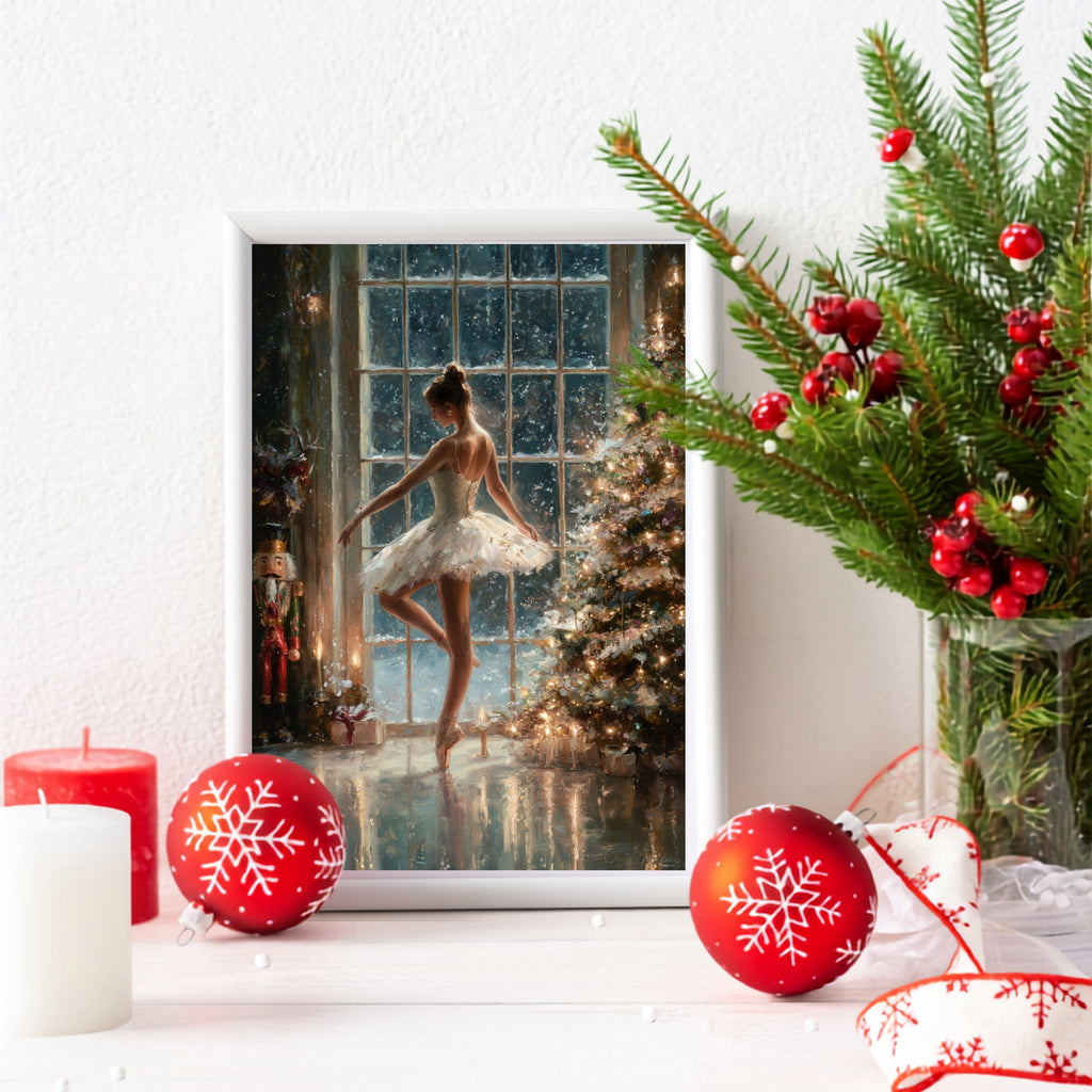 Nutcracker Ballet Christmas Print – Christmas Ballerina Wall Art