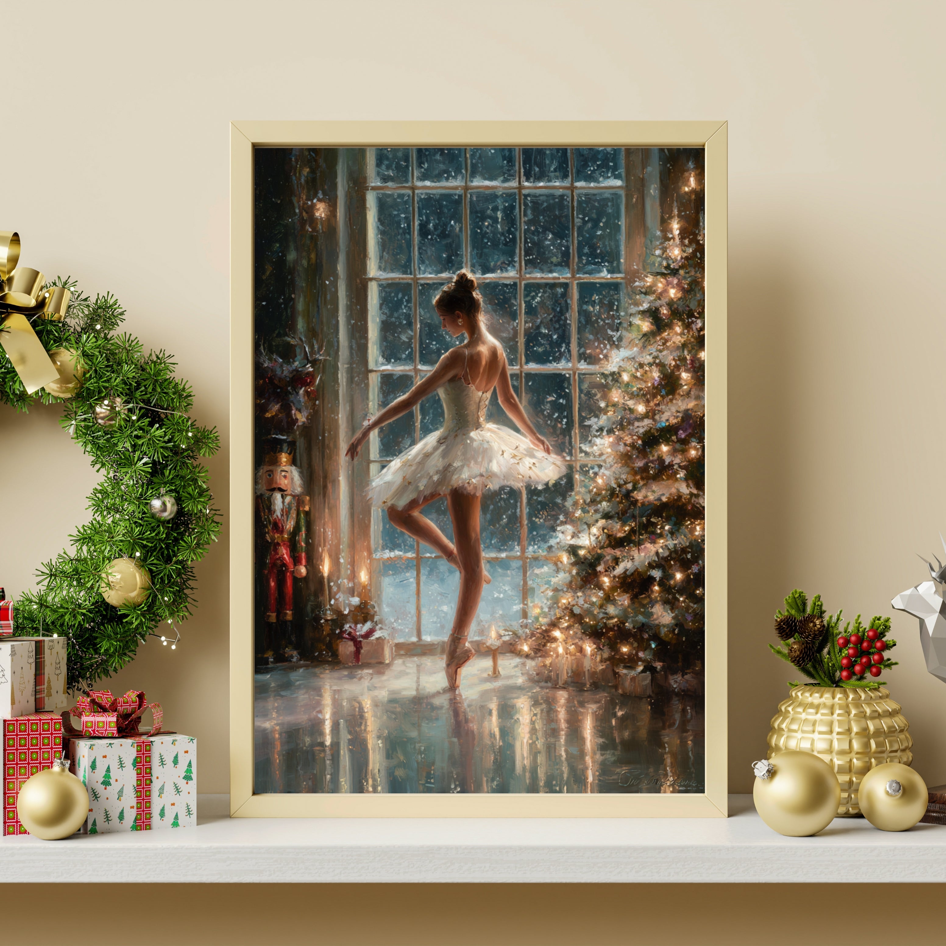 Nutcracker Ballet Christmas Print – Christmas Ballerina Wall Art
