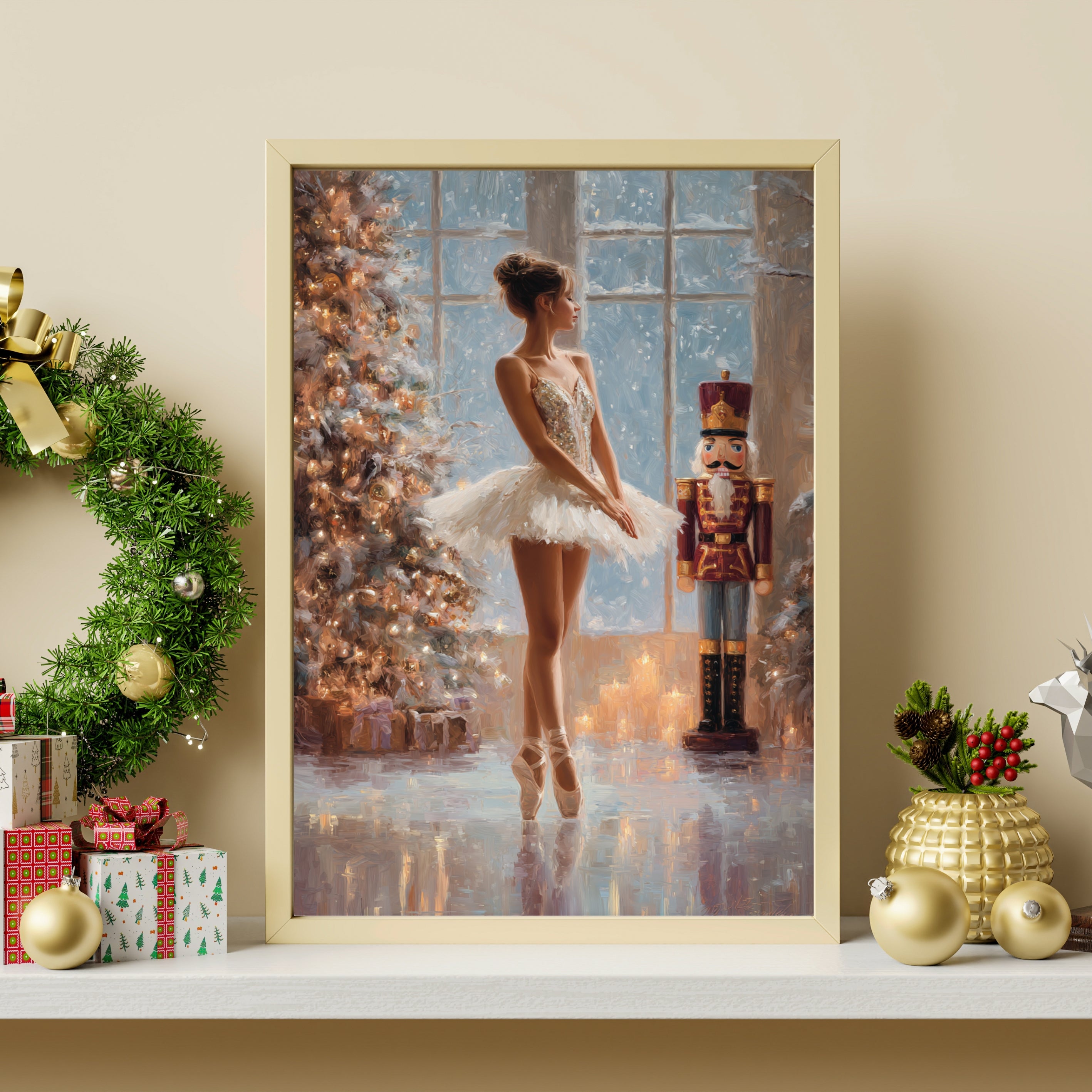 Nutcracker Ballerina Christmas Print | Ballet Wall Art