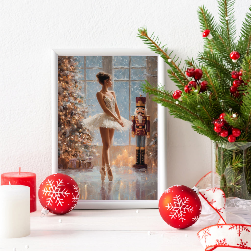 Nutcracker Ballerina Christmas Print | Ballet Wall Art