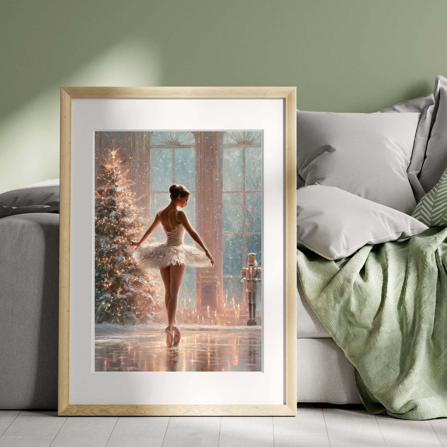 Nutcracker Ballet Christmas Print | Ballerina Christmas Art