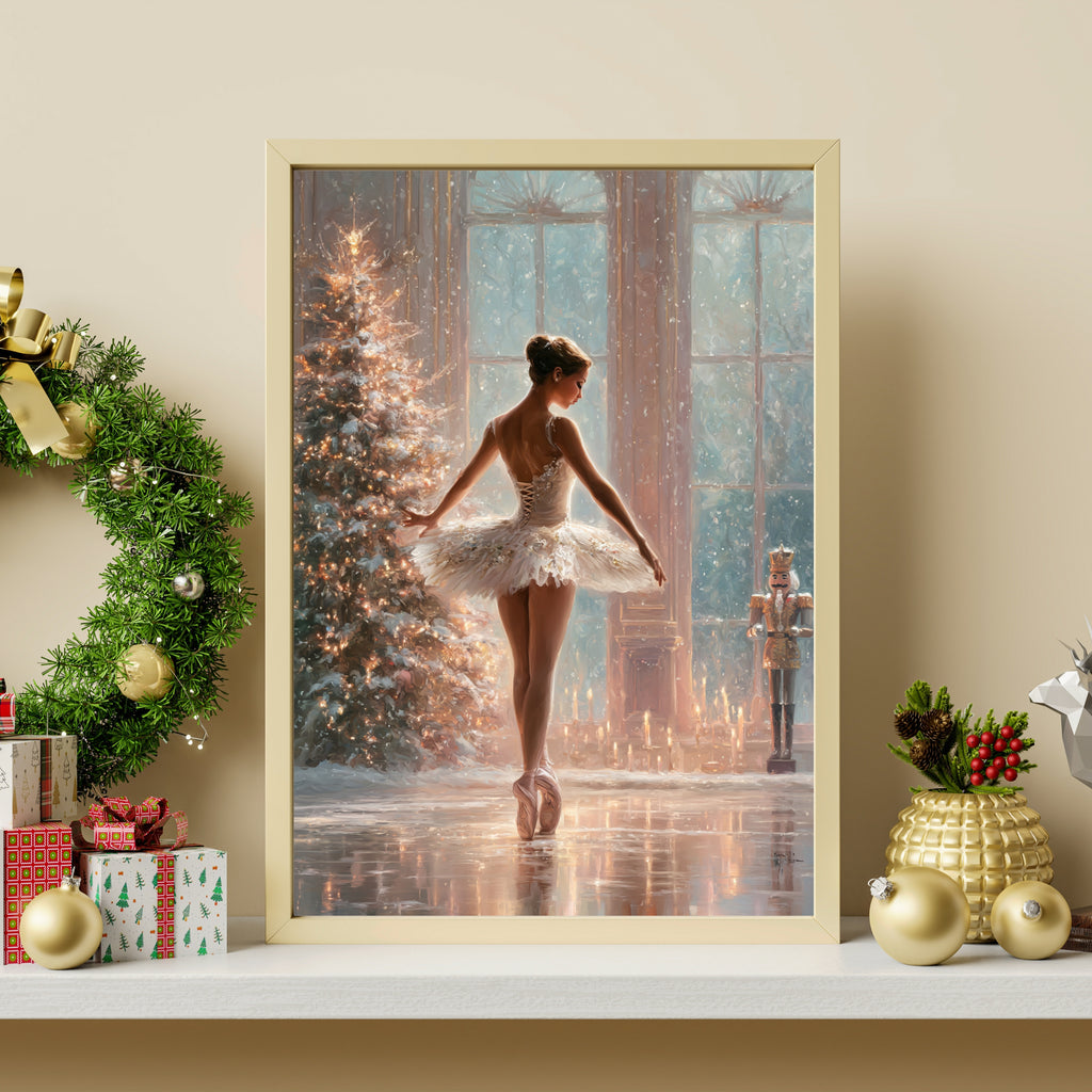 Nutcracker Ballet Christmas Print | Ballerina Christmas Art