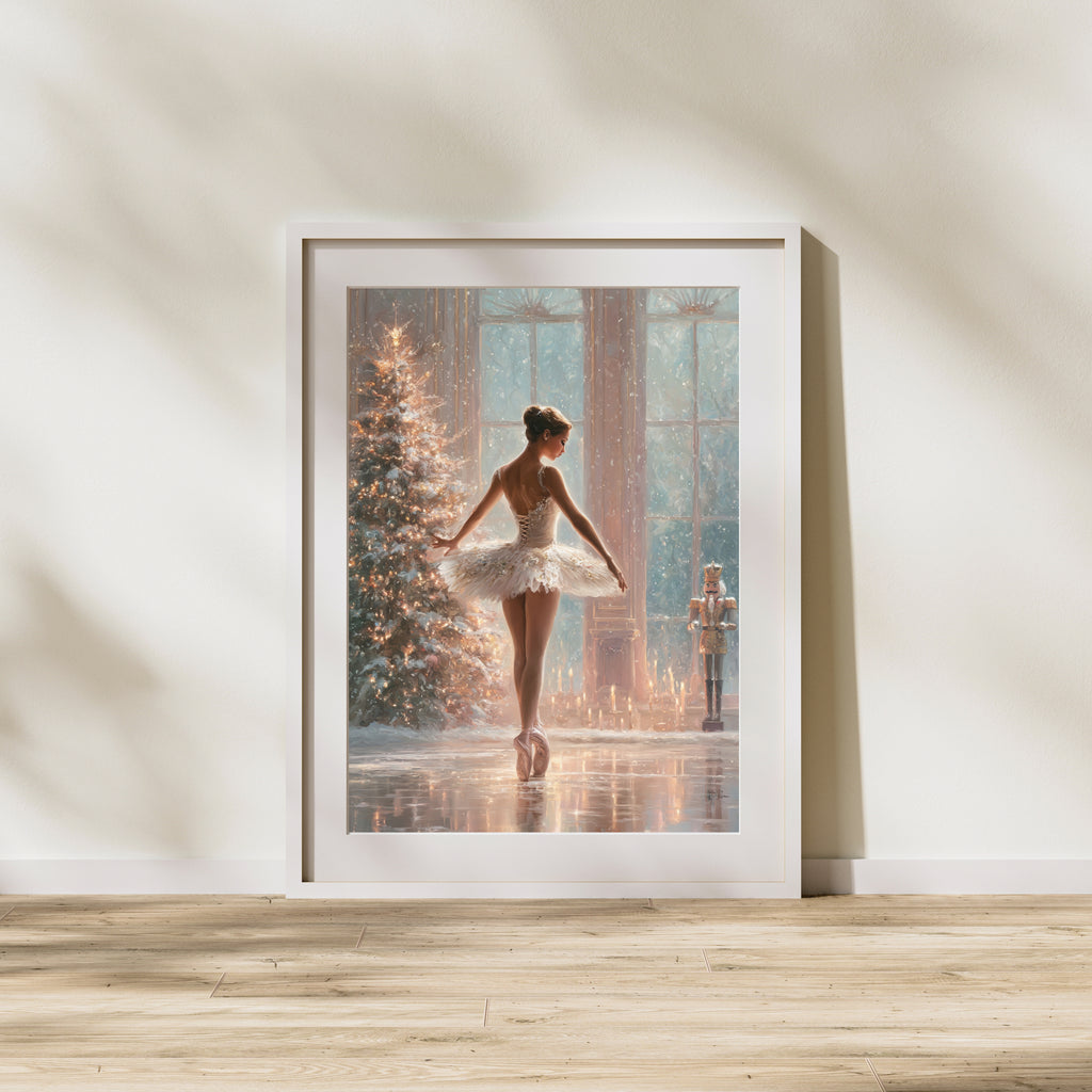 Nutcracker Ballet Christmas Print | Ballerina Christmas Art