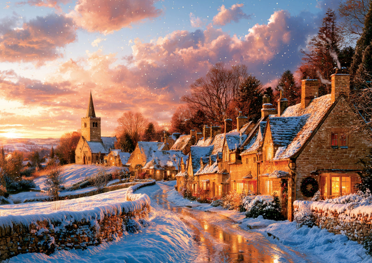 Christmas in the Cotswolds | English Countryside Wall Art
